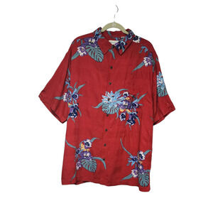 Caribbean Hawaiian Shirt Multicolor Red Floral Button Down Size 2XB NWT